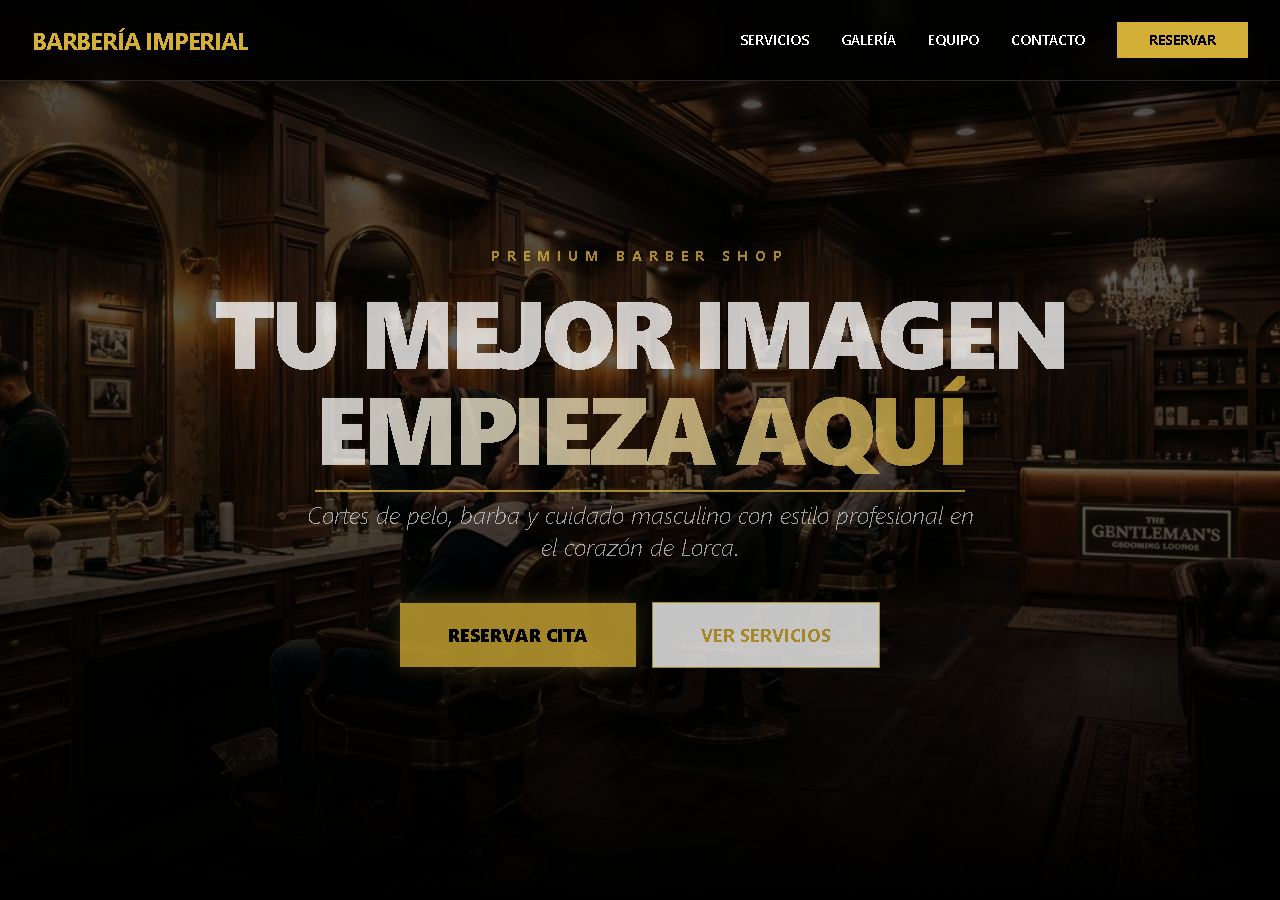Diseño web de ejemplo para barbería tradicional · cortes modernos + afeitado clásico